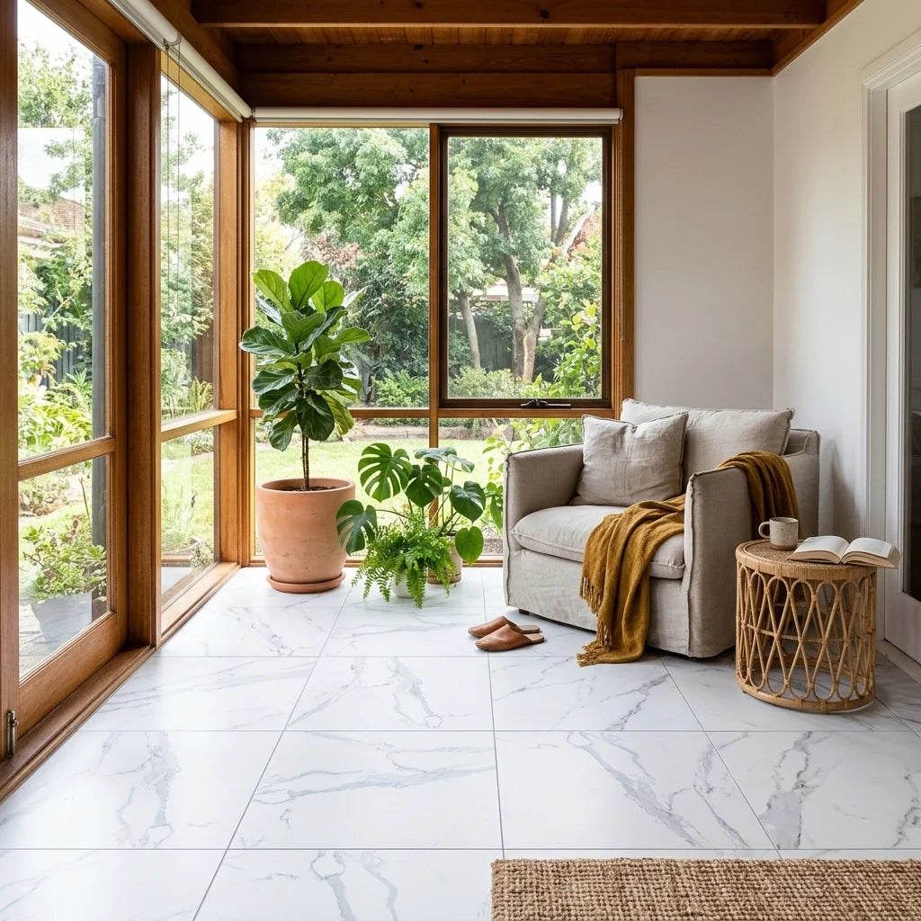 Statuario Matt — sunroom / garden room