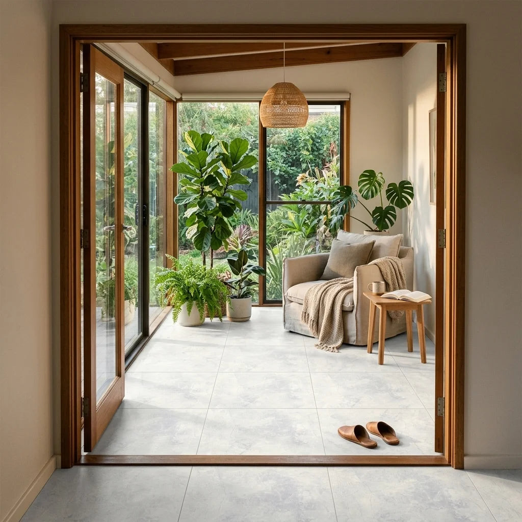 BT4033 PARADISE TUNDRA WHITE MATT SMOOTH GRIP 6x6 — sunroom / garden room