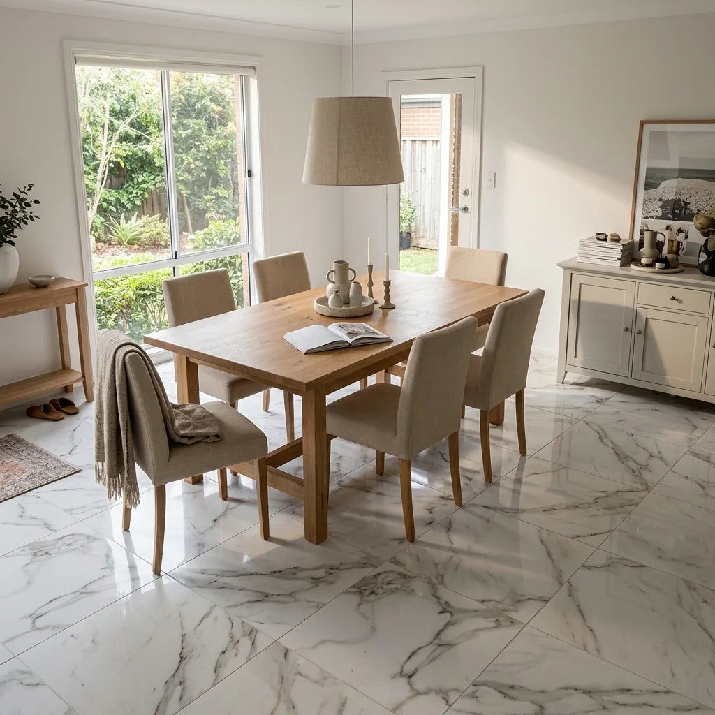 GLOBAL STATUARIO 600X600 POLISHED — dining room