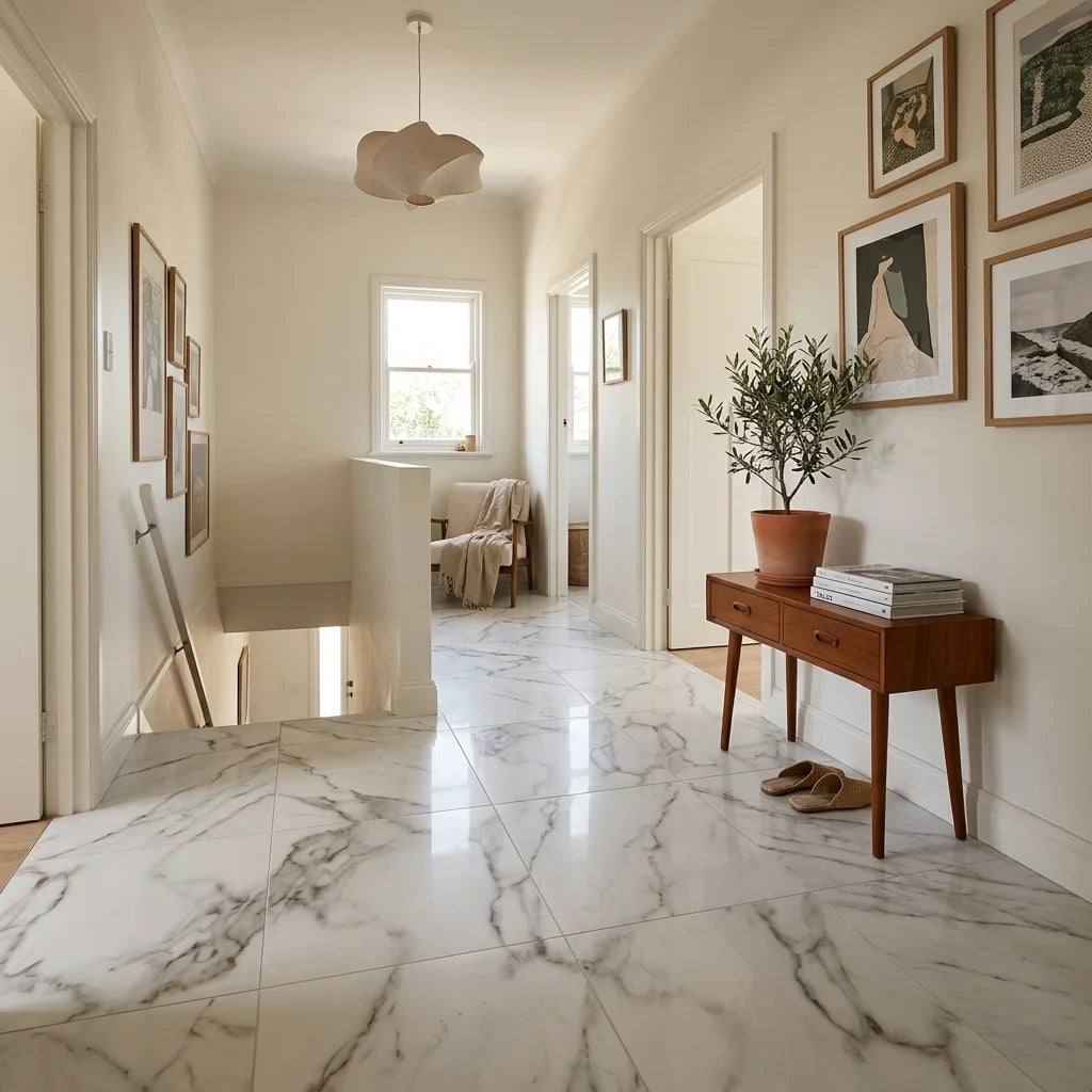 GLOBAL STATUARIO 600X600 POLISHED — stair landing