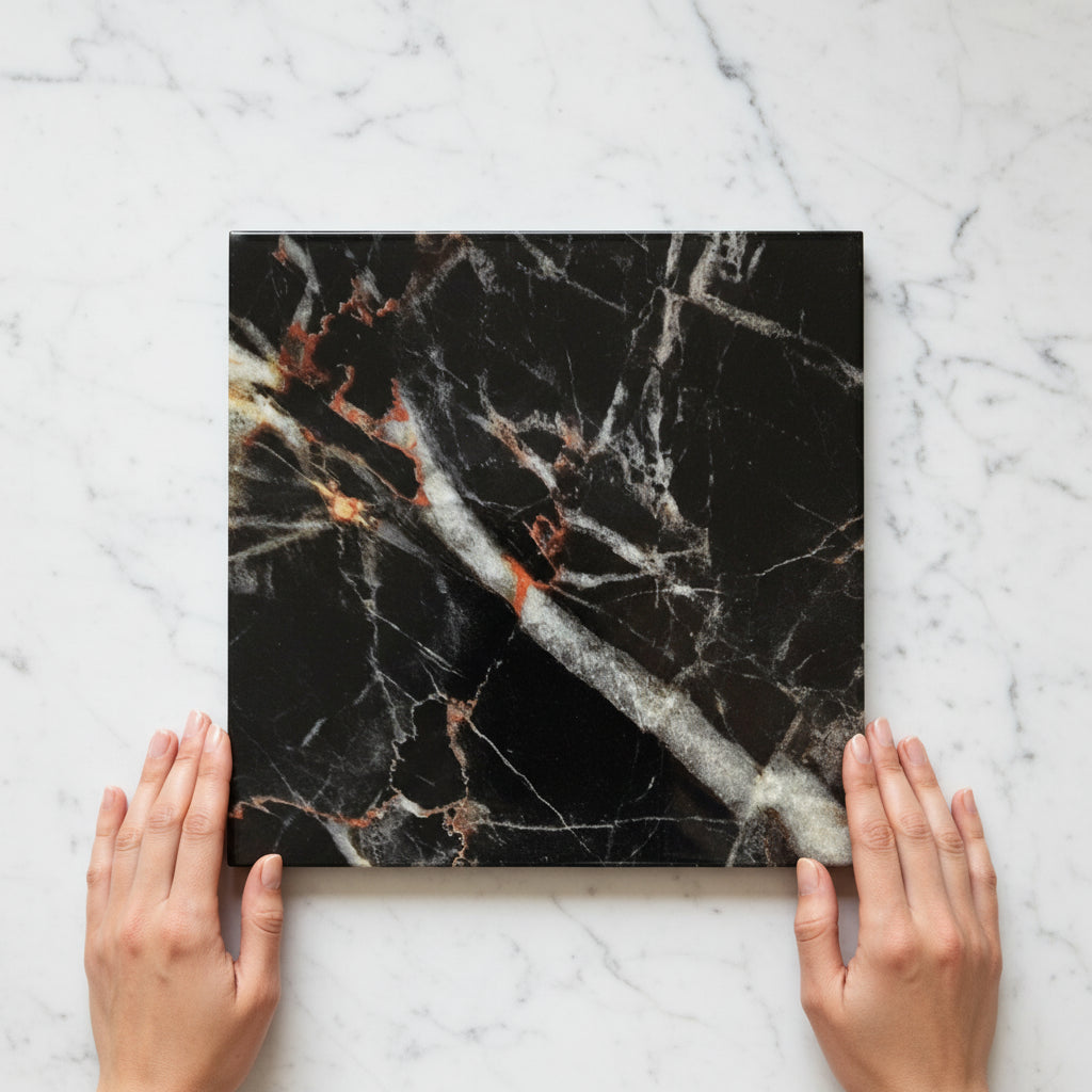 BT766 GOLDEN BLACK MARBLE 6x6 POLISHED