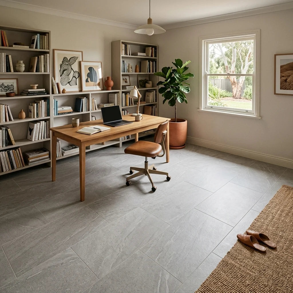 LOVE GREY 600X300 FEATURE TILE — study / home office