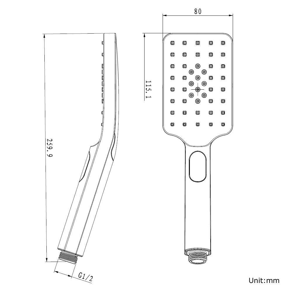 Norico Esperia Square 3 Functions Brushed Nickel Hand Shower Spray