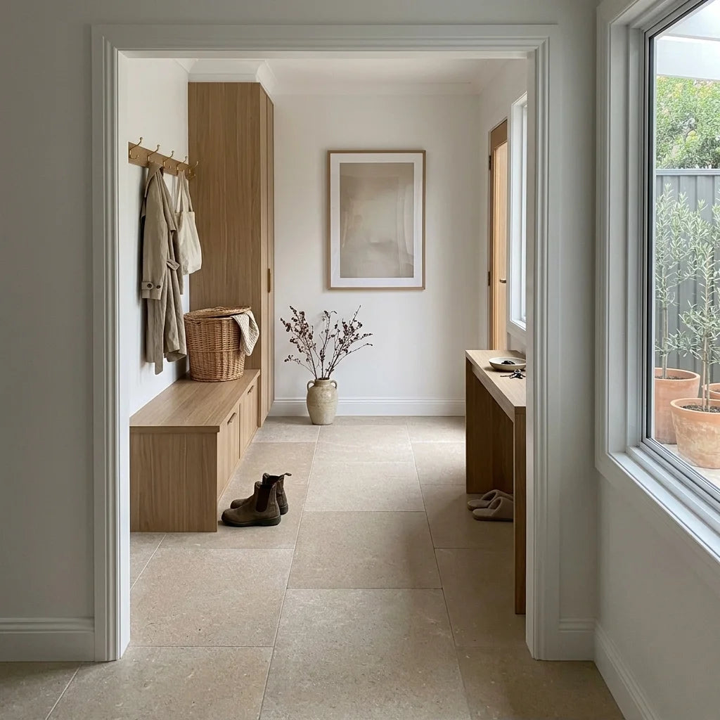 BHCA4 610x406x12 Tumbled &amp; Acid Washed Limestone — mudroom / laundry