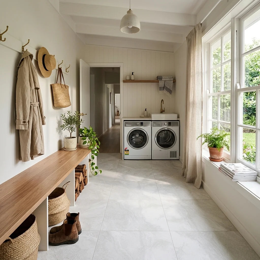 BHF314 GLACIER WHITE MATT 600X600 — mudroom / laundry