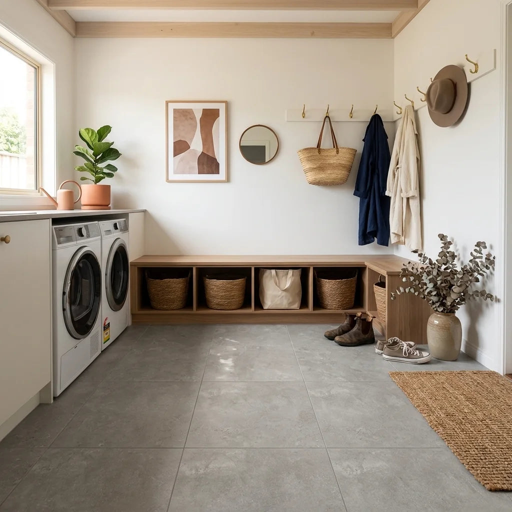 BT3453 CROSS MID GREY 600X600 MATT SMOOTHGRIP — mudroom / laundry