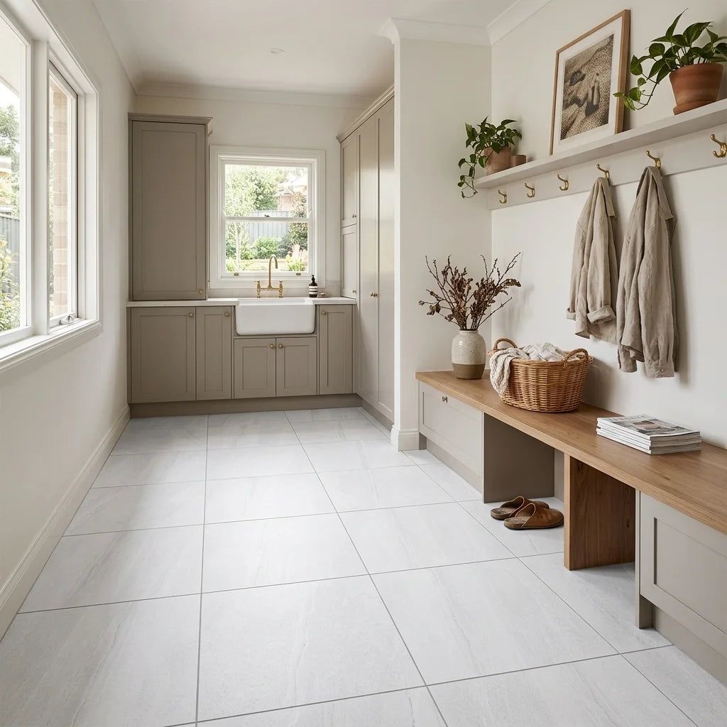 BT3364 MINERAL WHITE 600X600 LAPPATO — mudroom / laundry