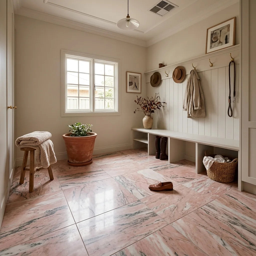 BHCV46 PINK MARBLE PICKET 48*148*7MM — mudroom / laundry