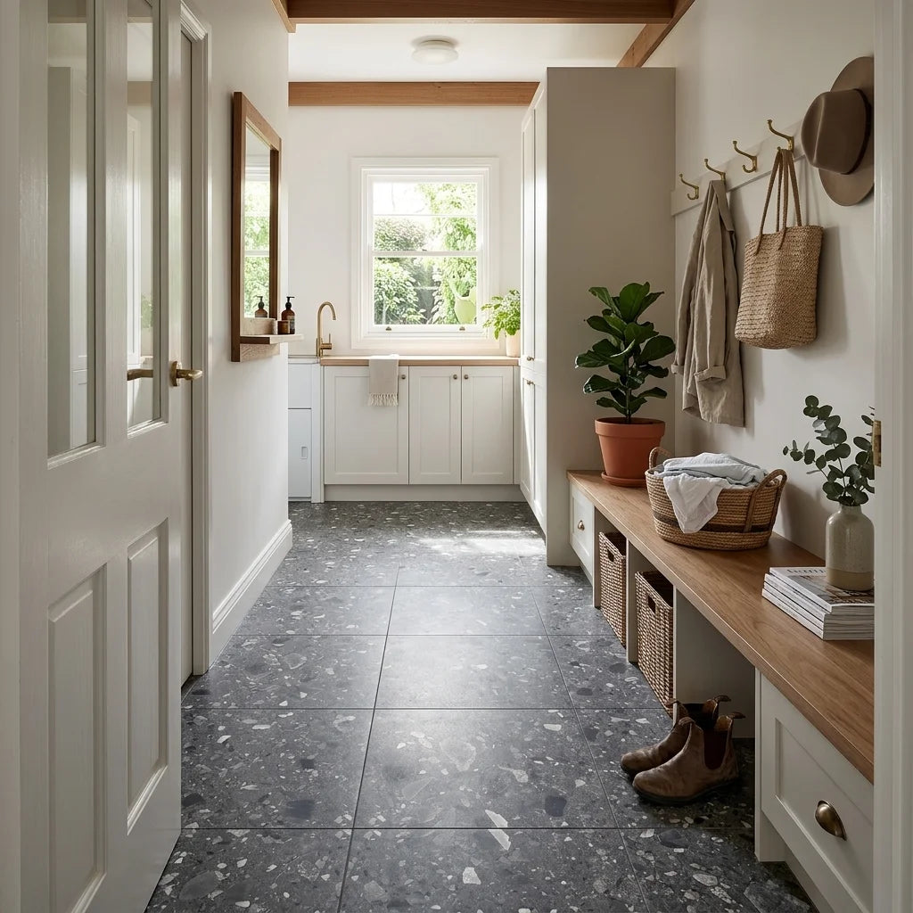 BT1131 BEACH DARK GREY 6X6 MATT — mudroom / laundry