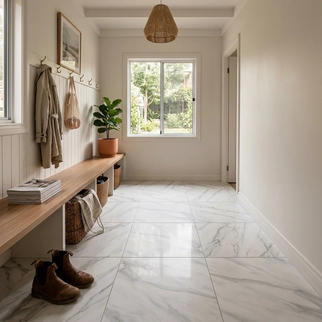 BT4012 GIRGIO PERLA MARBLE 600X600 POLISHED — mudroom / laundry