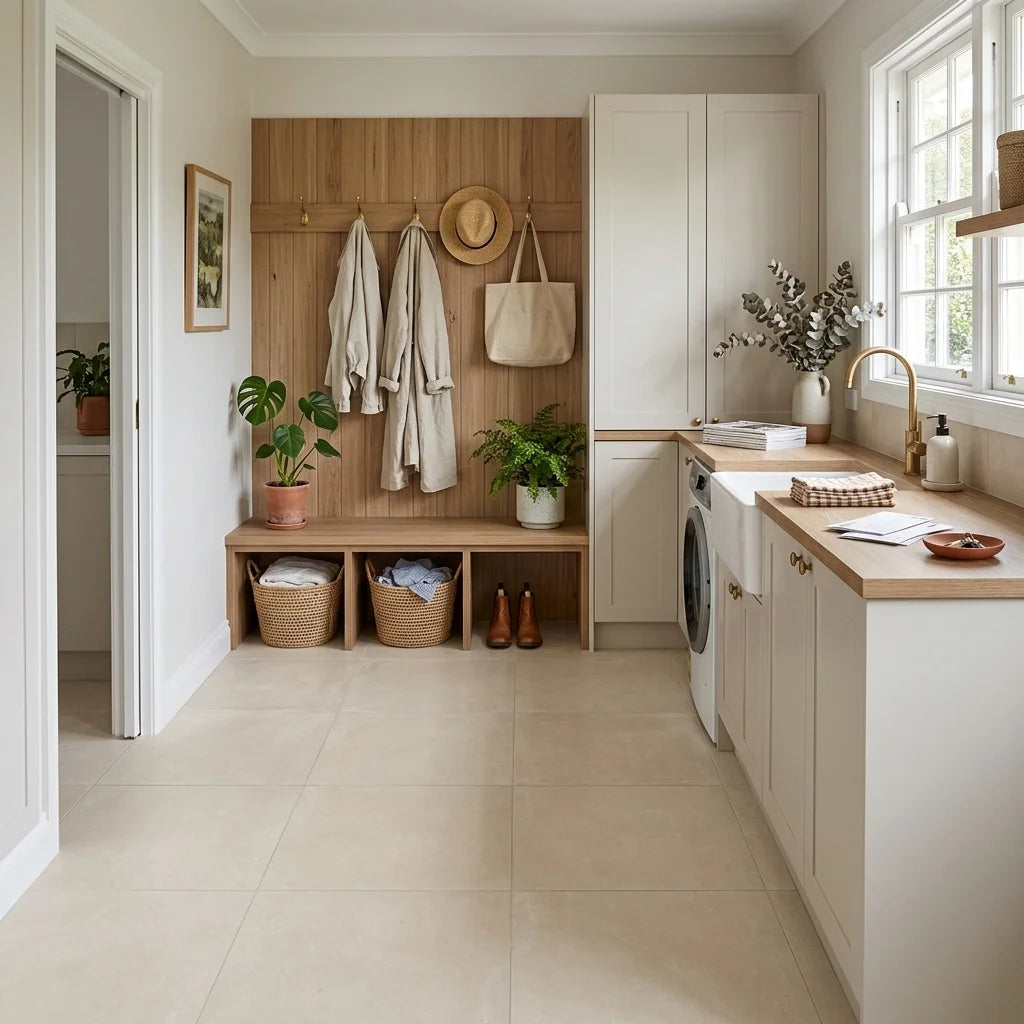 BT989 NINA BEIGE 600X600 MATT — mudroom / laundry