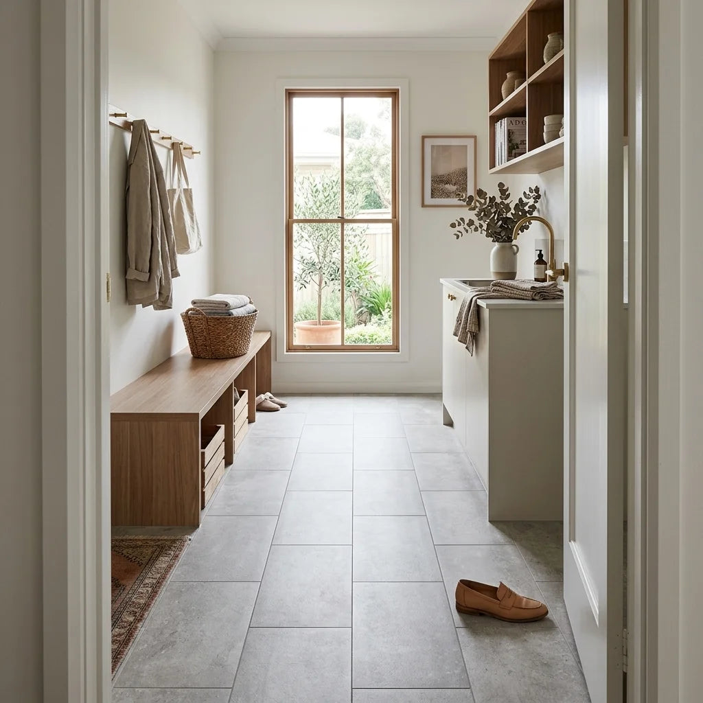 BT432-3 EARTHMID GREY 300X600 MATT — mudroom / laundry