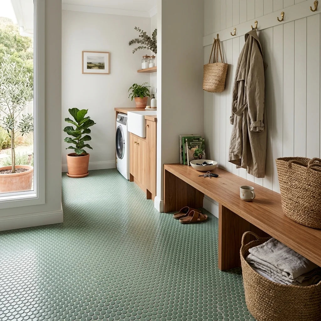 BT1159 ANTIQUE GREEN DOTS 285*307 POLISHED — mudroom / laundry