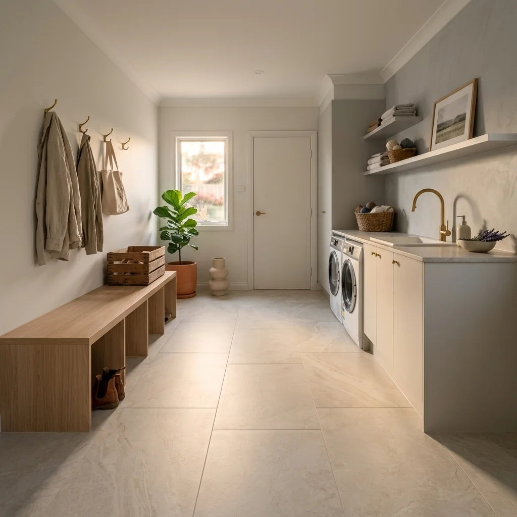 BN7033 CHAMPAGNE CREAM POLISH 600X1200 — mudroom / laundry