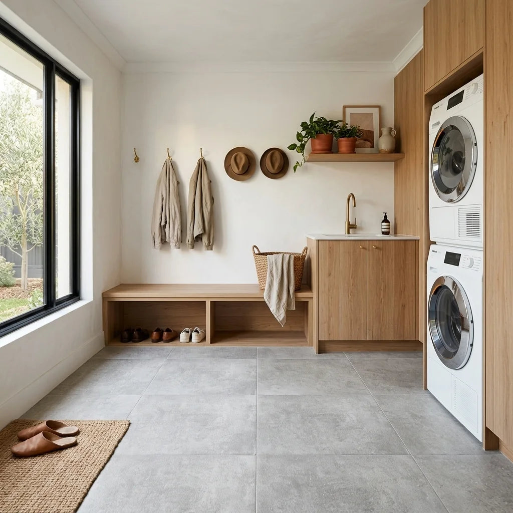BT432 EARTHMID GREY 600X600 MATT — mudroom / laundry