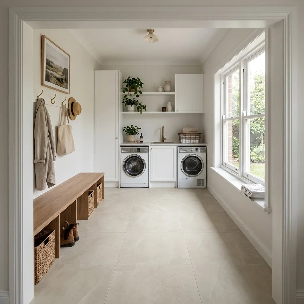 BT155 TIARA CREAM POLSIHED 6X6 POLISHED — mudroom / laundry