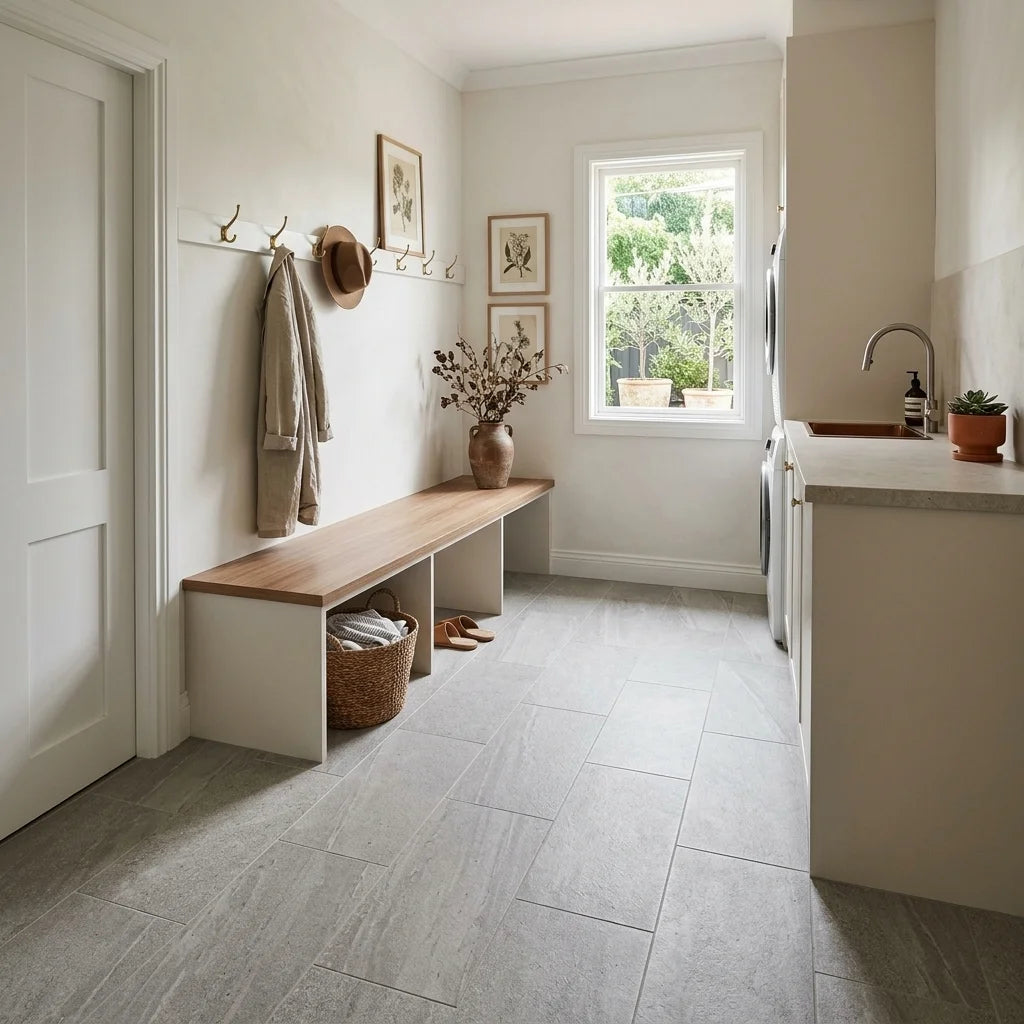 BHCV89 PARIS MID GREY 600X600 MATT — mudroom / laundry