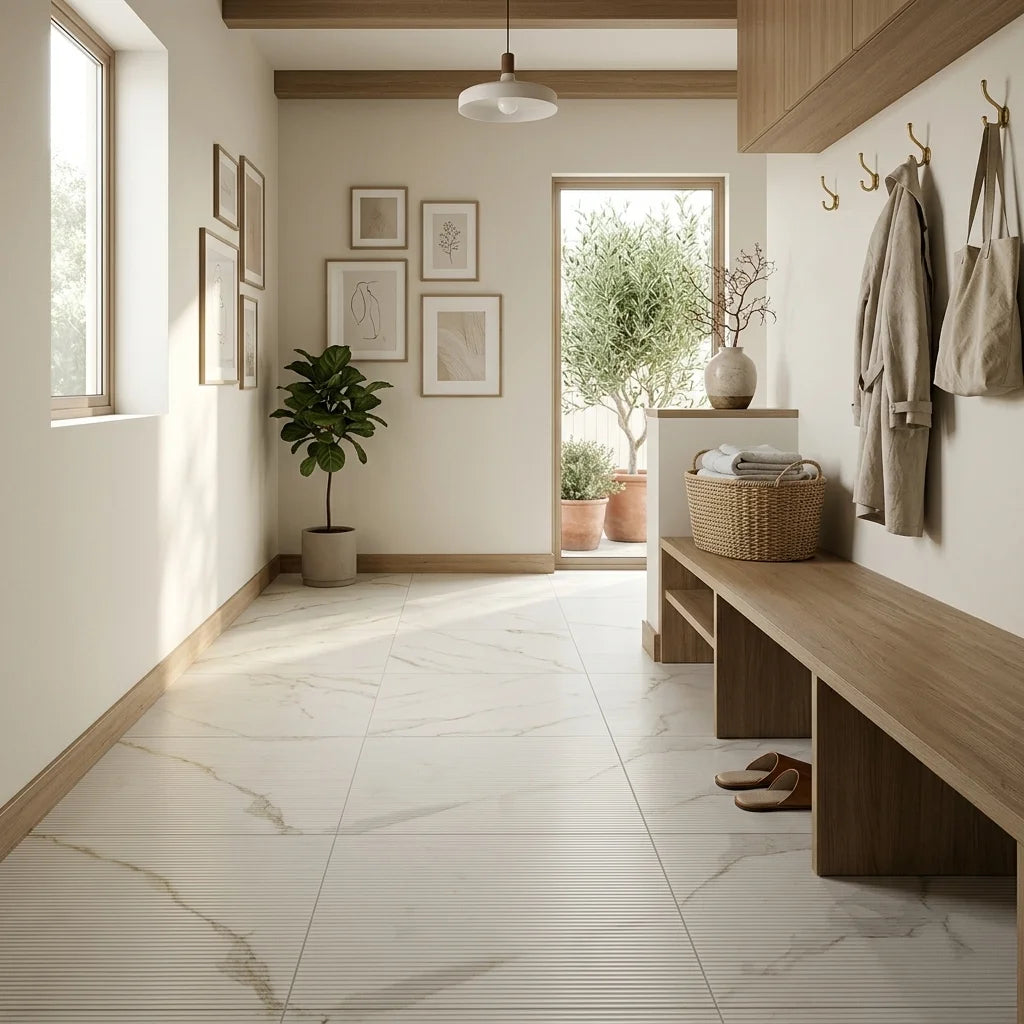BN7046 CALCUTTA GOLD VEIN CHISEL 3D 600X1200 — mudroom / laundry