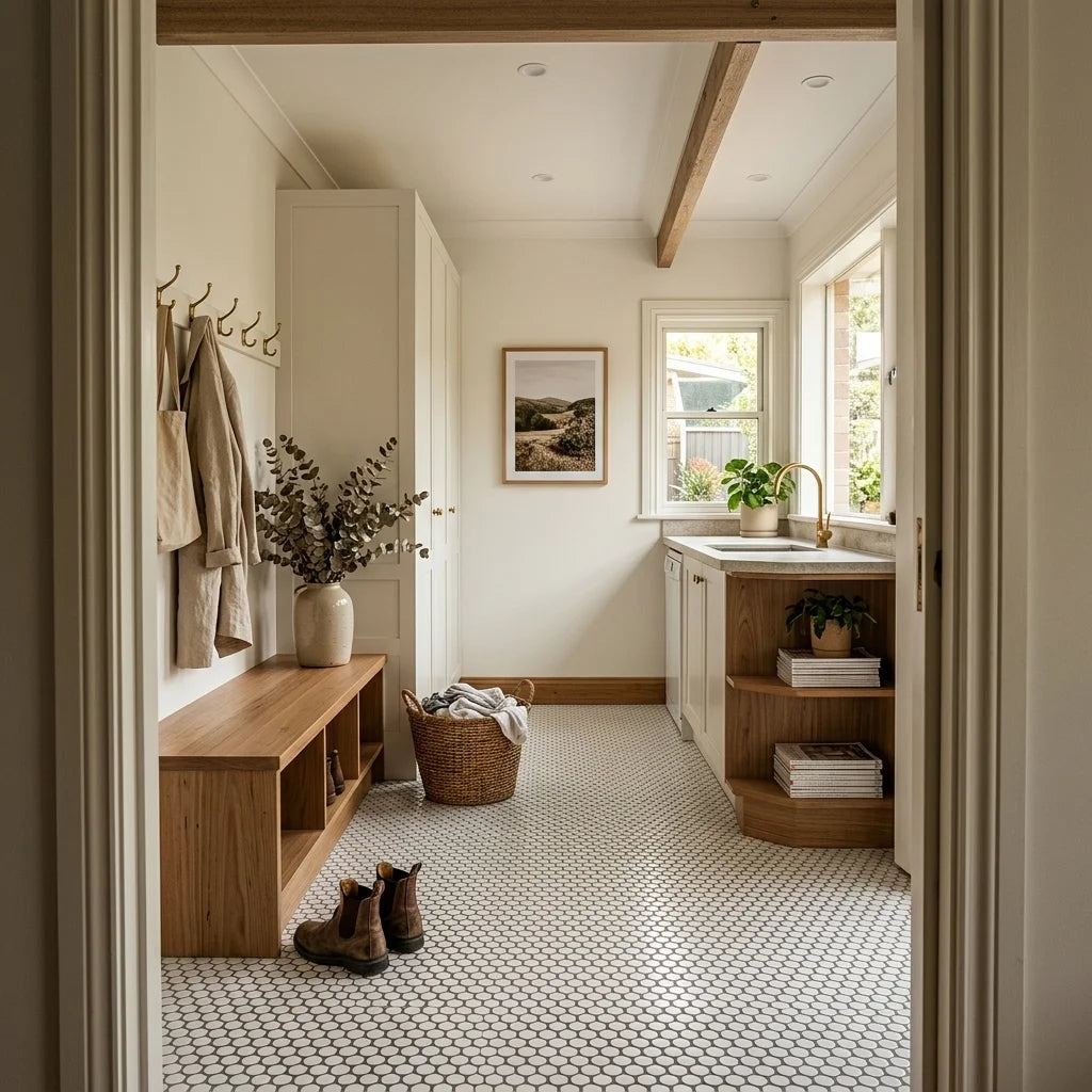 BT1163 ANTIQUE WHITE DOTS 285*307 POLISHED — mudroom / laundry
