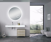 900mm Round 3 Color Lighting LED Mirror with Magnifying Mirror Touch Sensor Switch Defogger Pad Wall Mounted