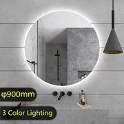 900mm Round Plain LED Mirror 3 Color Lighting Touch Sensor Switch Defogger Pad Wall Mounted Acrylic Mirror Back