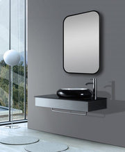 600*900 Matte Black Rounded Rectangular Framed Mirror
