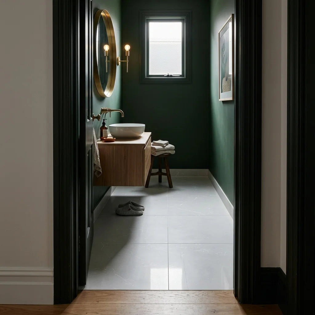 METRO LIGHT GREY 6X6 POLISHED — powder room
