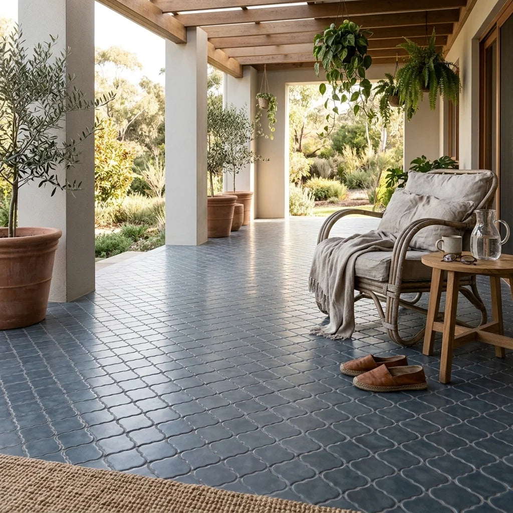 Morroccan bubble platinum — covered patio