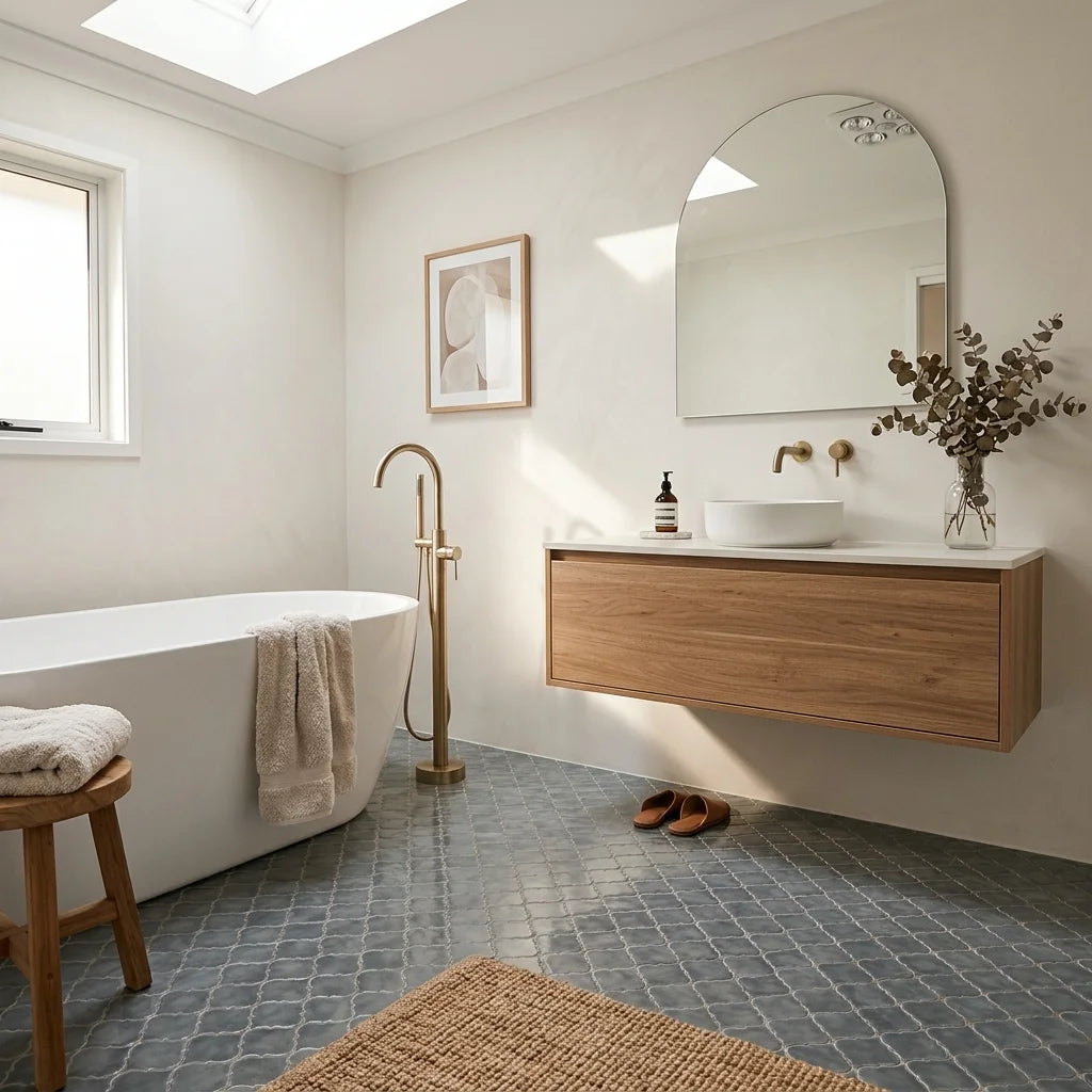 Morroccan bubble platinum — main bathroom
