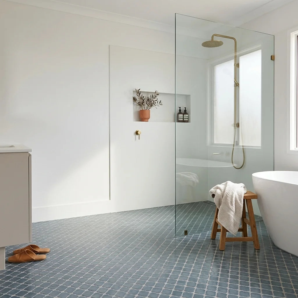 Morroccan bubble platinum — walk-in shower