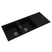 1160*500*200mm Black Granite Quartz Stone Kitchen Sink Double Bowls Drainboard Top/Undermount