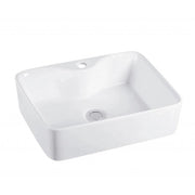 480x375x135mm Rectangle Gloss White Above Counter Ceramic Basin With Tap Hole
