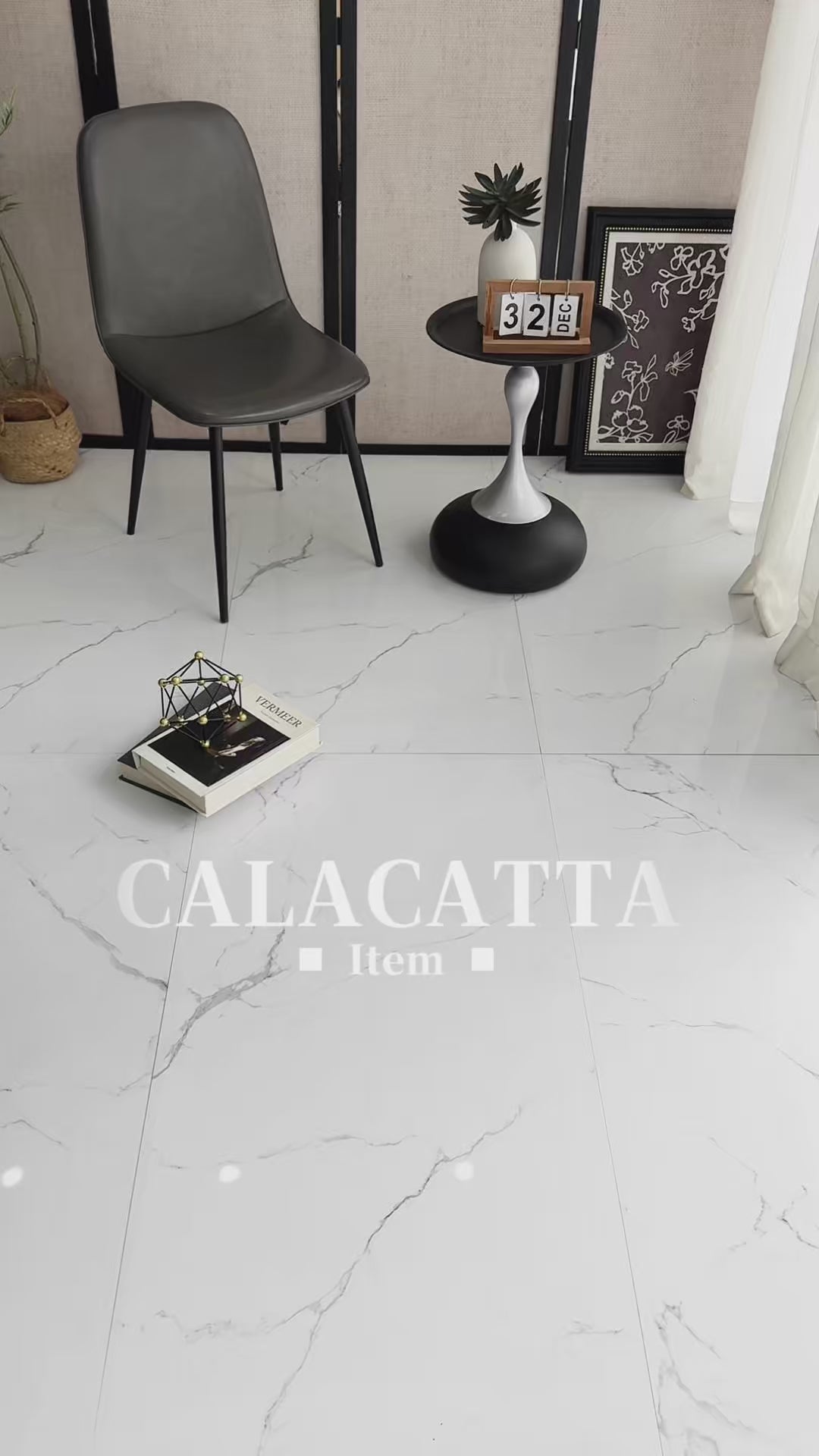 Load video: BH373 Calacatta White 600x1200 Polish