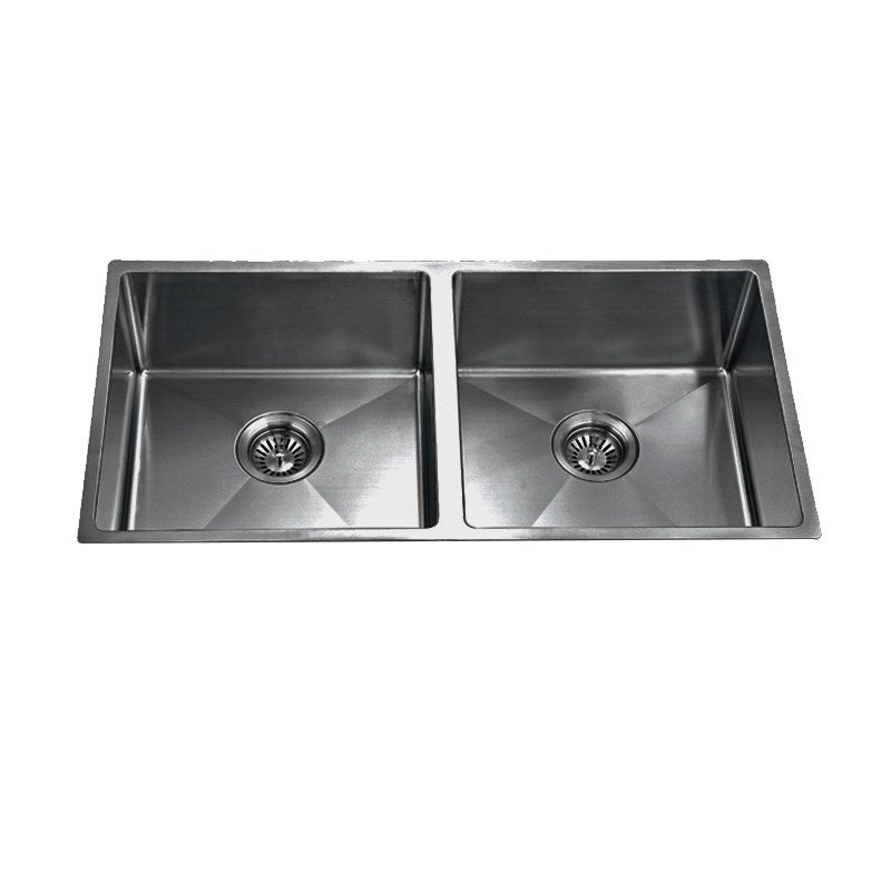 304 Stainless Steel Black Hand-made Double Bowl Kitchen Sink(Round Edges) 770*450*215mm