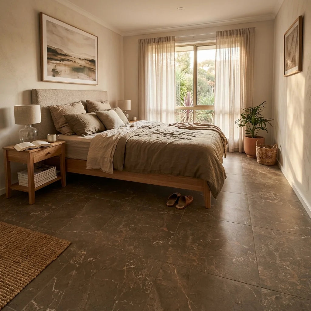 ROMA BROWN 600X600 MATT — bedroom