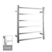 Square Chrome Electric Heated Towel Rack 6 Bars