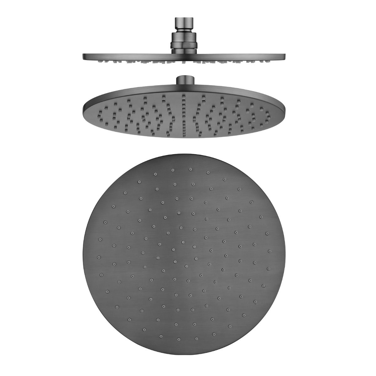 Norico Pentro 250mm Gun Metal Grey Solid Brass Round Rainfall Shower Head