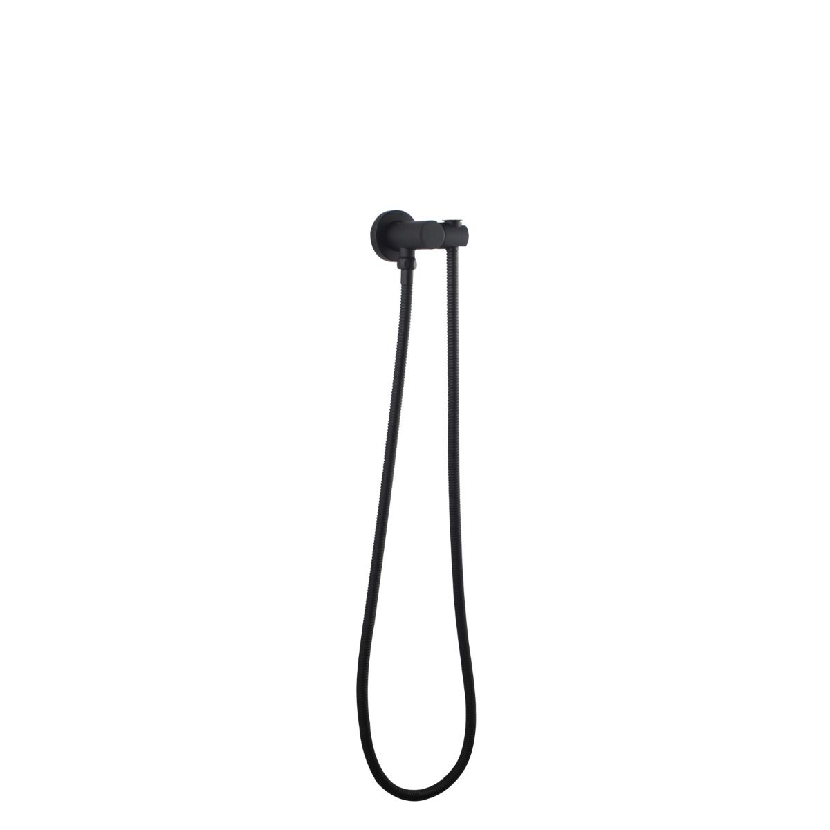 Norico Pentro Matte Black Round Shower Holder Wall Connector & Hose