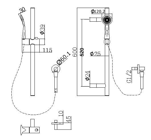 Norico Pentro Chrome Round Handheld Shower Rail Set