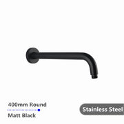 Round Black Stainless Steel Wall Mounted Shower Arm 400mm