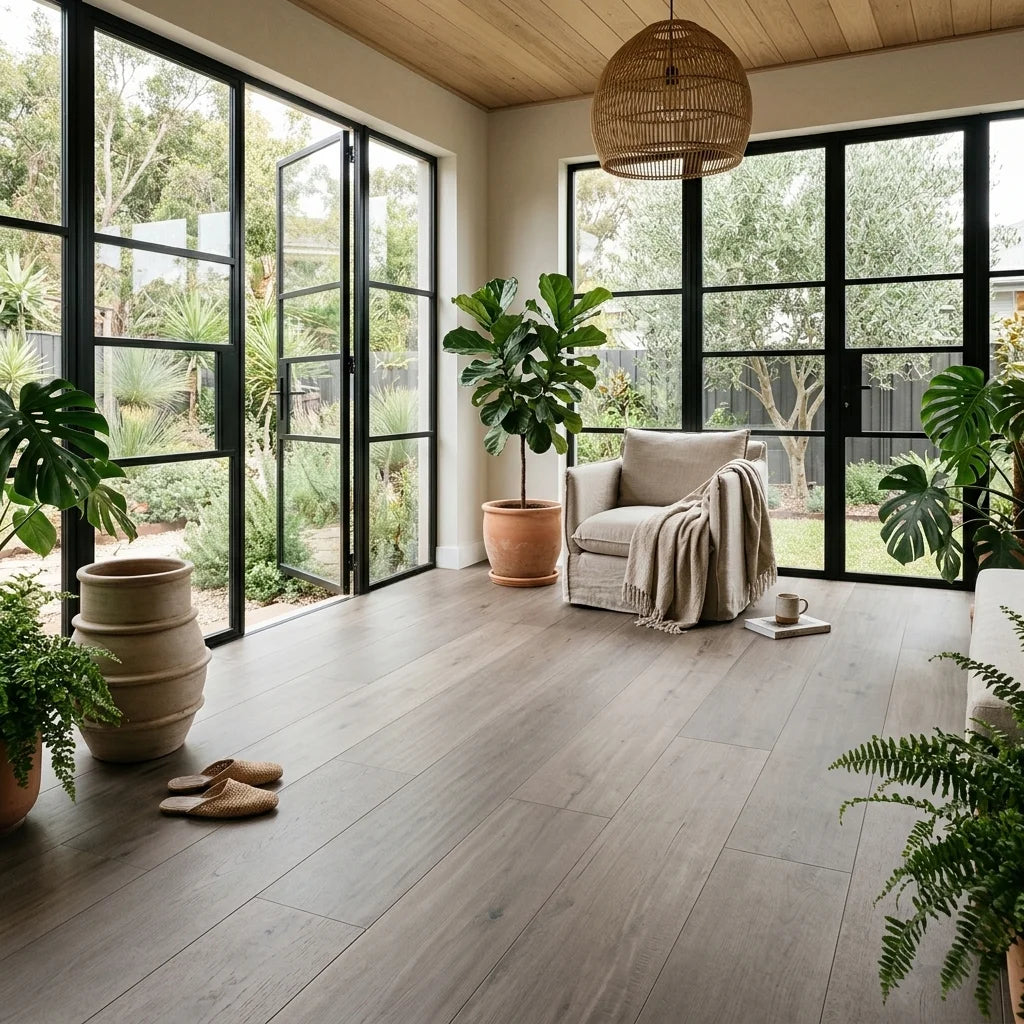 BT565 FOREST LIGHT GREY 1200X200 MATT — garden room / sunroom