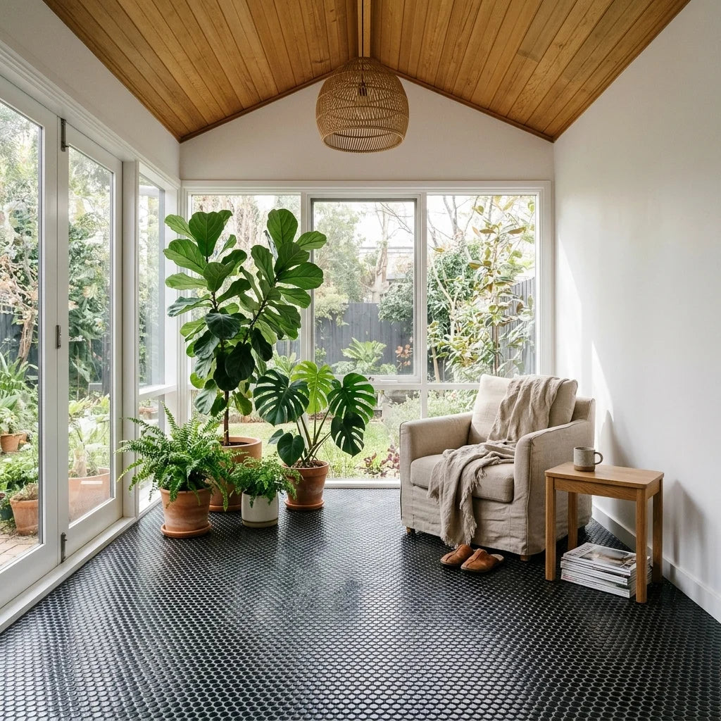 BT642 BLACK PENNY SATIN — garden room / sunroom