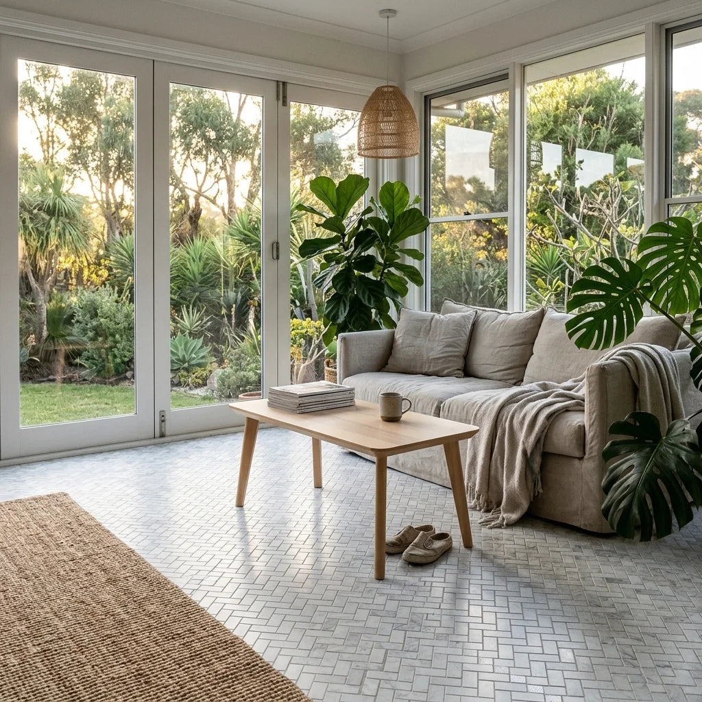 BT627 CALACUTTA SHORT HERRINGBONE — garden room / sunroom