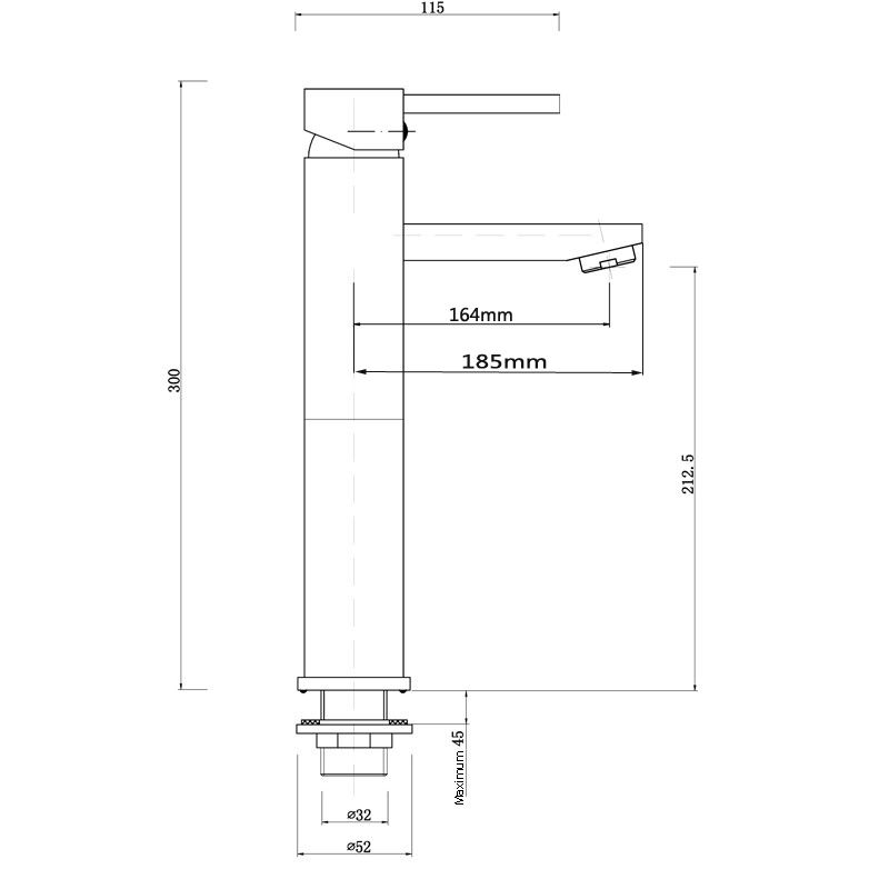 Norico Pentro Gun Metal Grey Round Tall Basin Mixer