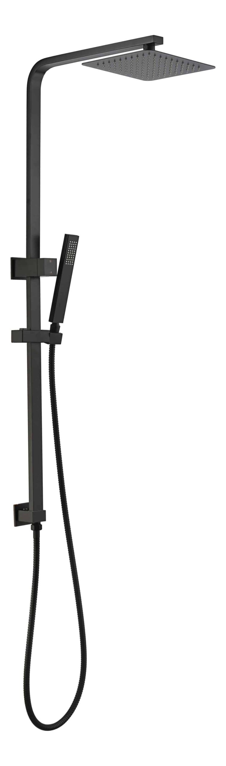 TE324 Square Multifunction Shower Rail with Single Hose Matte Black Finish