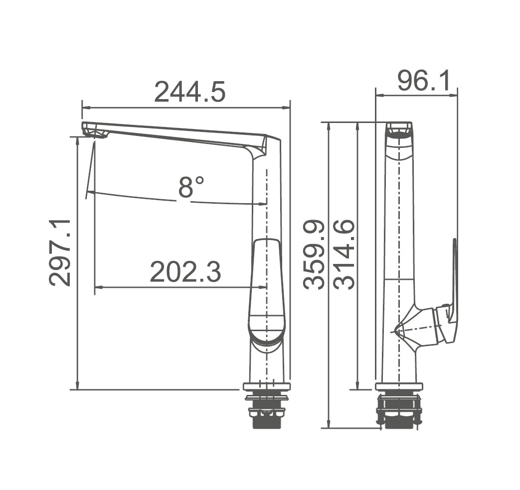 TE376 - Sink mixer Gun Metal finish