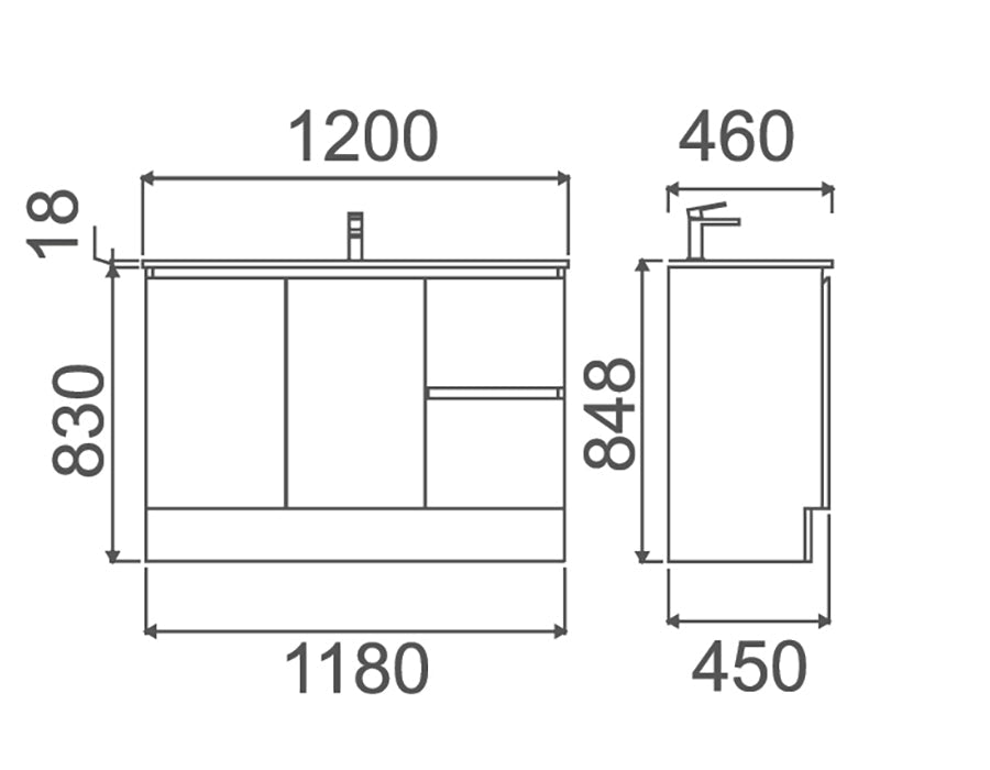 TE535 - Freestanding Vanity 1200