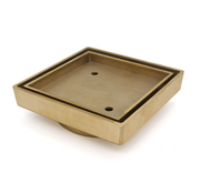 115x115mm Matte Gold Smart Tile Insert Floor Waste Shower Grate Drain (90mm outlet)