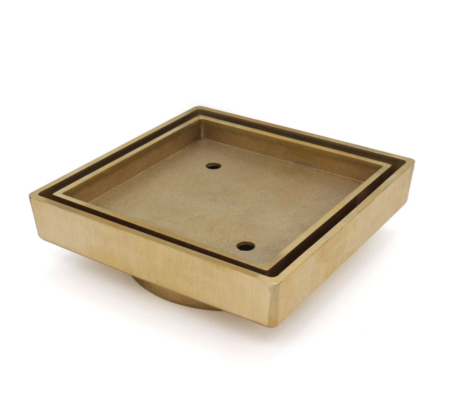 115x115mm Matte Gold Smart Tile Insert Floor Waste Shower Grate Drain (90mm outlet)