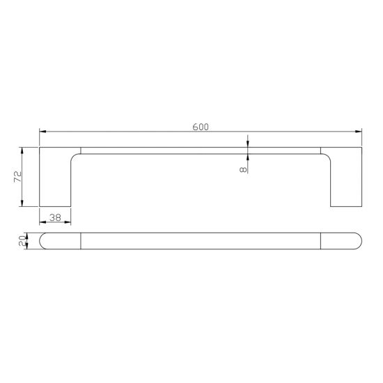 VOG Series Light Brushed Brass Single Towel Rail 600mm